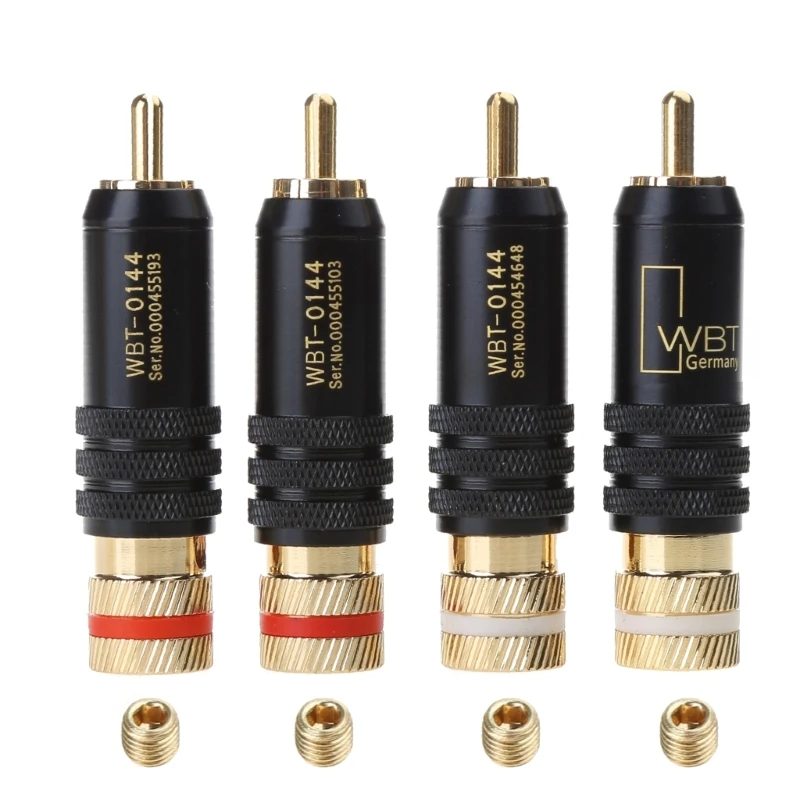 4 Pcs WBT-0144 Gold Plated RCA Plug Lock Soldering o/Video Plugs Connector P9JD