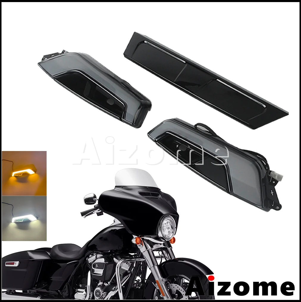 For Harley Touring FLHT FLHTCU/I FLHTCUL FLHTK FLHTKL FLHX/I FLHXS FLHXST FLHTCUTGSE FLHTCUTG Motorcycle Windshield Trim w/Light