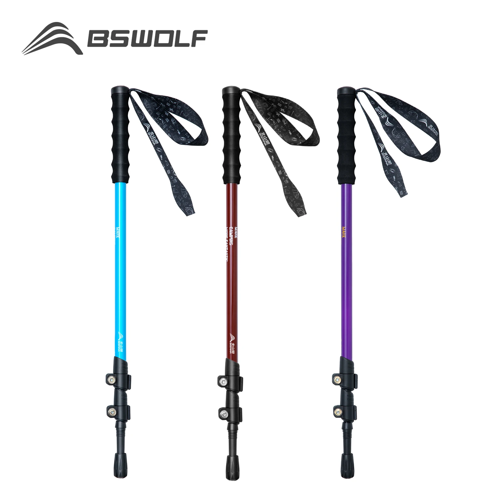 

BSWOLF Outdoor Hiking Poles Aluminum Alloy External Lock Retractable Cane Lightweight Walking Hiking Stick Climbing Stick