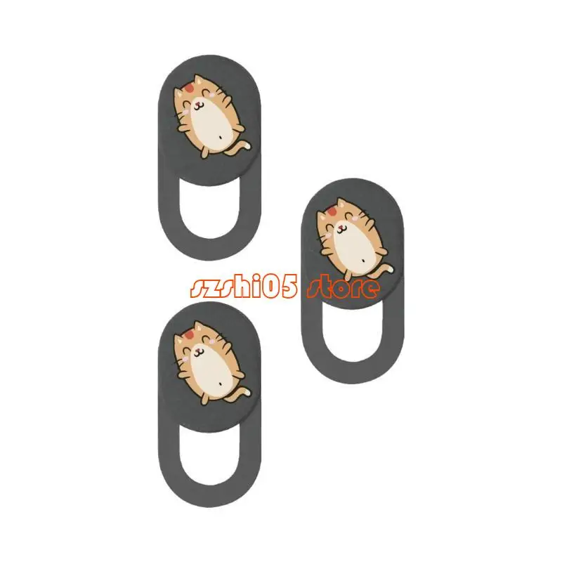 781E 3pcs Cartoon Kitten Camera Cover Webcam Cover Slide Universal Camera Cover