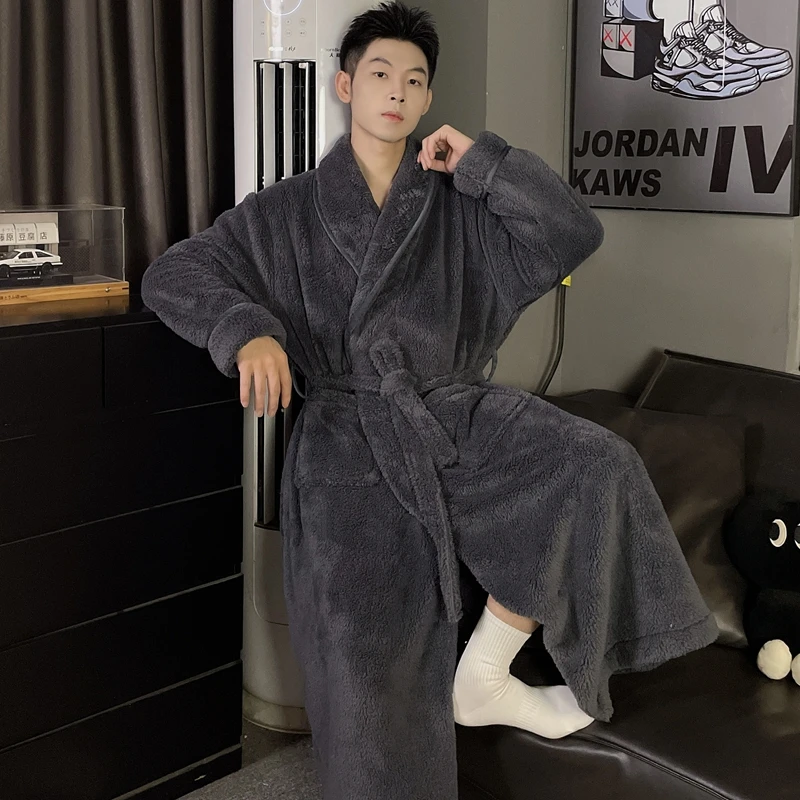 Plush robe men-grey