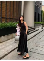 New Vintage Holiday Style Black Midi Dress Dresses for Women Clothing O Neck Office Lady Casual Pockets Women's Clothing - Image 6