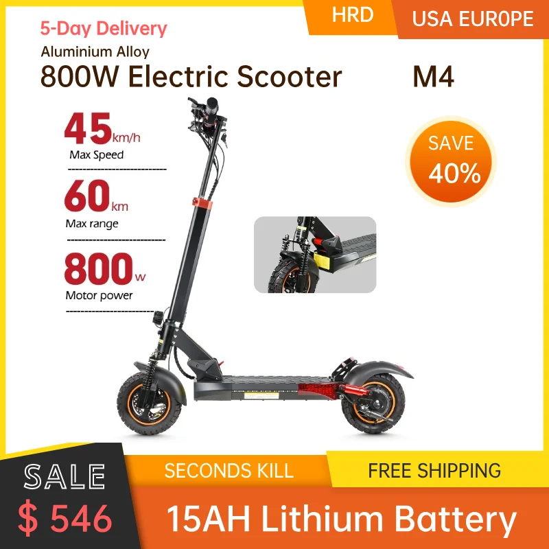 800W M4 E-Scooter High Horsepower 15ah Liion Battery Foldable Mini City Road Electric Mobility Scooter for Adult