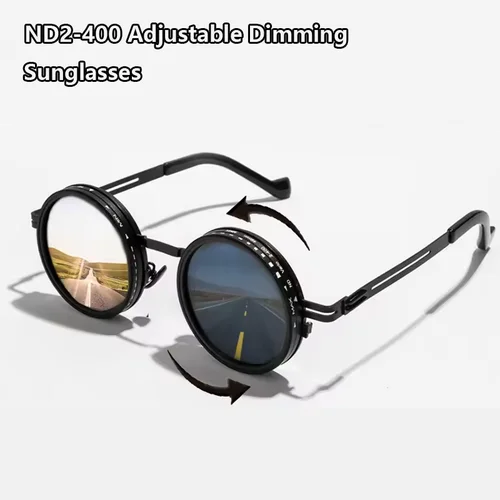 Marca Punk polarizada ND9, gafas de sol con atenuación ajustable, gafas de sol redondas para hombres y mujeres, gafas de pesca para hombres, gafas de sol para exteriores UV400