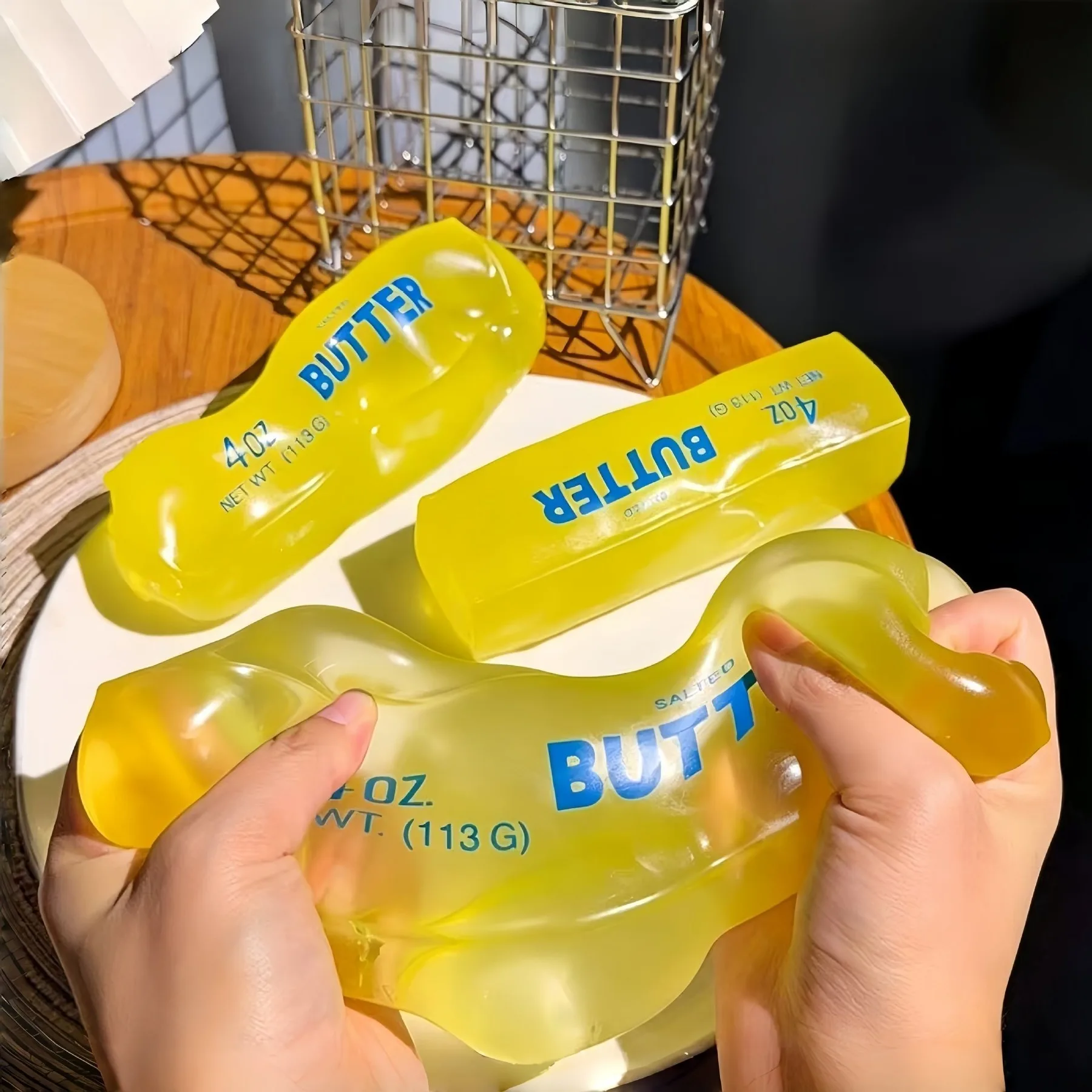 Simulated Butter Squishy Squeeze Toy Funny Soft Stress Relief Slow Rising Sensory Fidget Relief Game Squeeze Prank Toy Gift Cute