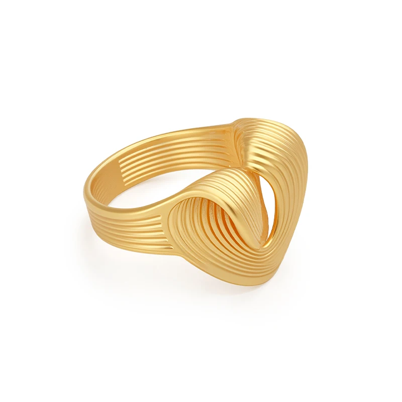 VAROLE Twist Heart Ring for Women Lovers Dainty Striped Band Gold Color Brass Ring Abstract Statement Anillos Jewelry Gift