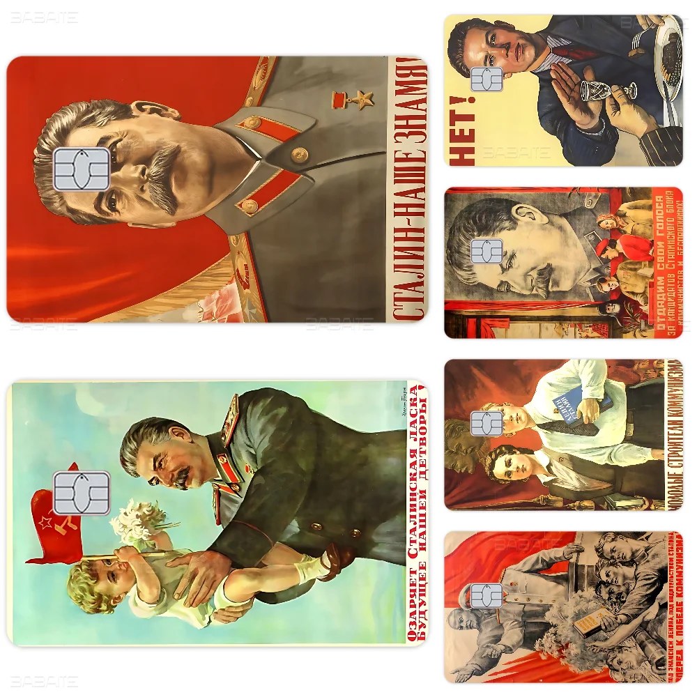 Return Red USSR CCCP Russian Stalin Film Skin Sticker Tape For Bank Credit Debit Card Personalized Credit Card Protection
