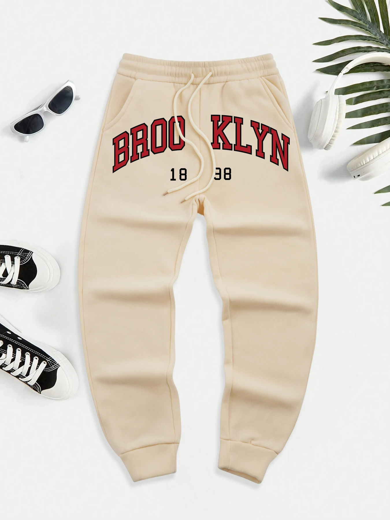 

Brooklyn New York Art Letter 1898, британские мужские модные длинные брюки на шнурке, теплые спортивные штаны в стиле хип-хоп, повседневные мягкие брюки