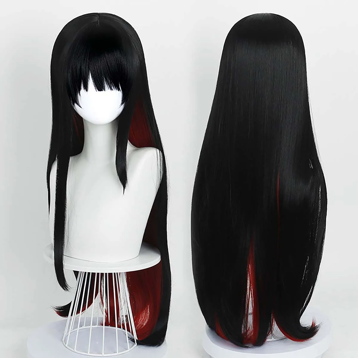 

Halloween Party Game Nikaido Hiro Long Black Red Mixed Wig