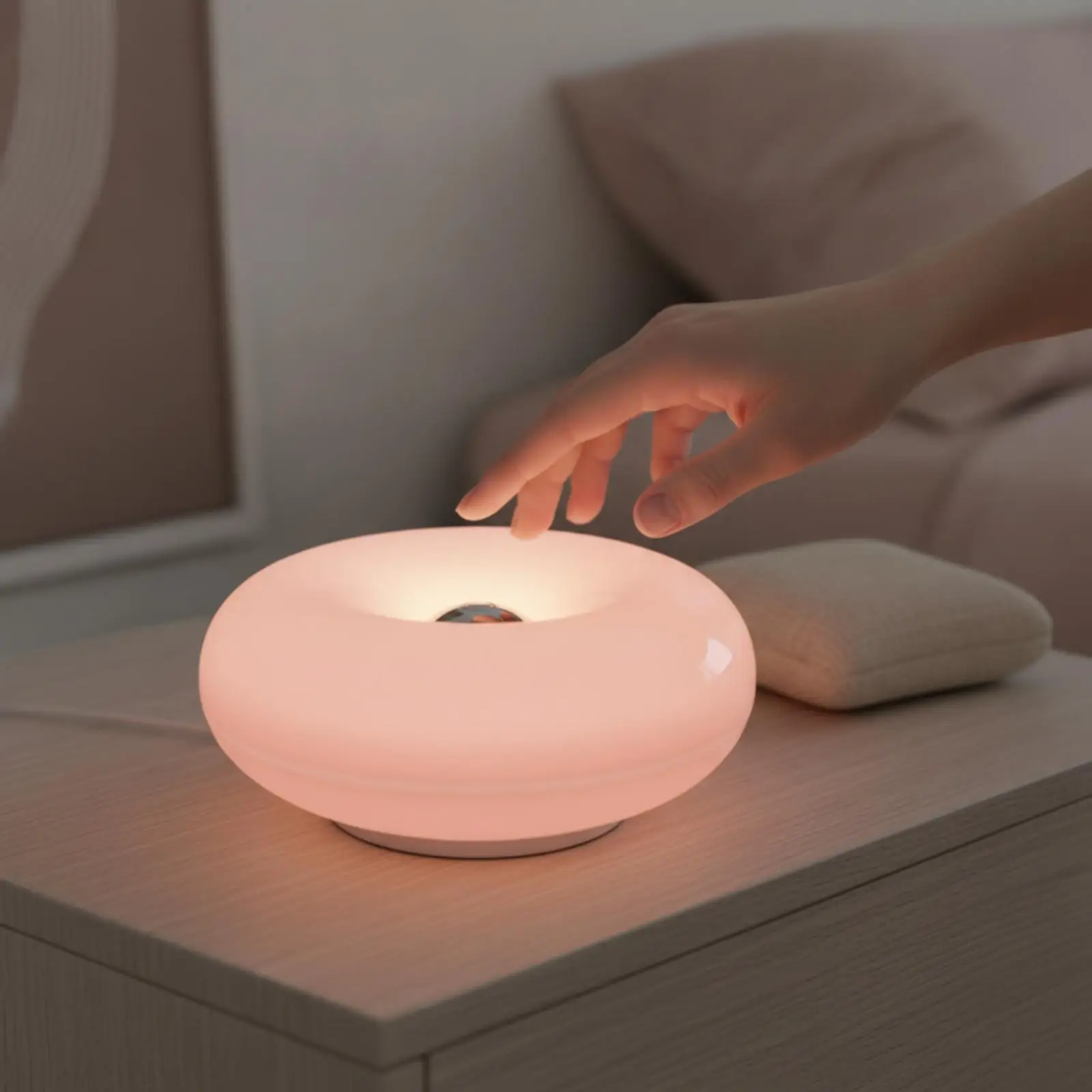 Designer Donut Lamp Touch Sensitive Bedside Lamp Sleek LED Bedroom Night Light for Relaxation