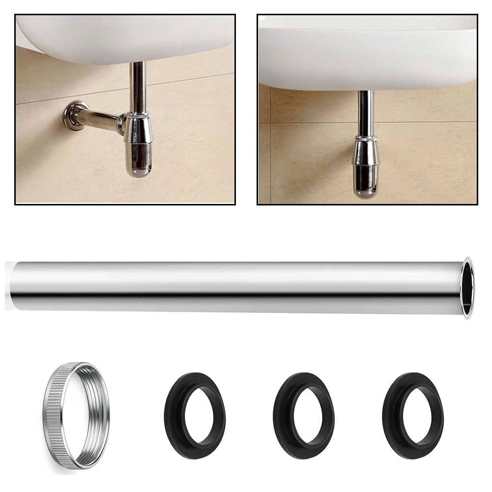 الفولاذ المقاوم للصدأ الغمر الأنابيب 29.5 سنتيمتر ل سيفون تمديد الأنابيب استنزاف أنبوب قابل للتعديل رائحة فخ زجاجة سيفون 1 1/4 بوصة X 32 مللي متر