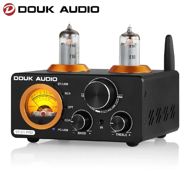 Douk audio-hifi真空管パワーアンプ,bluetooth 5.0ステレオレシーバー,usb dac同軸/opt,デジタルオーディオアンプ,vuメーター100w  100w - AliExpress