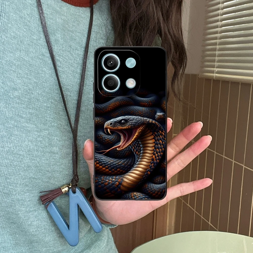 Fashion Snake Cool Mobile Cell Phone Case for Xiaomi Redmi Note 13 12 11 10 9 8 7 6 S A Pro Lite Plus 5G Black Phone Cover Shell