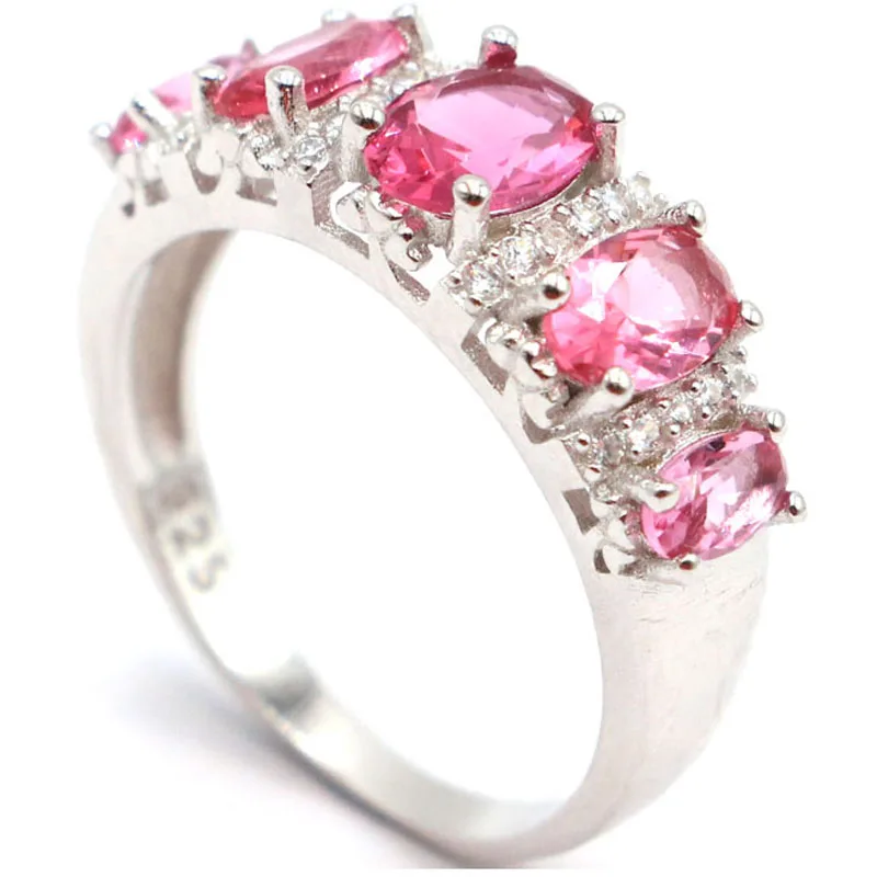 

23x8 мм Элегантные кольца из твердого серебра 925 пробы с розовым турмалином и фиолетовым танзанитом, 3,7 г