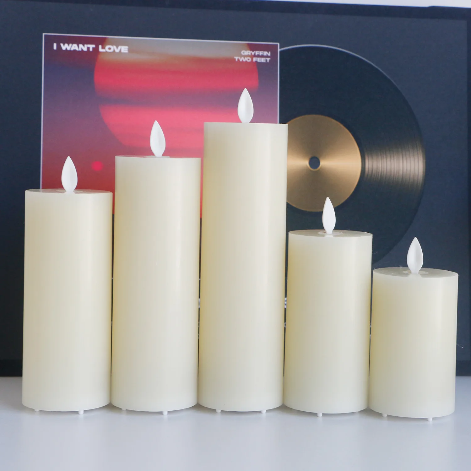 3X DC Rechargeable paraffin Candles Battery Operated Flickering Window Lamp ,Flameless  Long Lasting Real Wax LED Pillar Candle