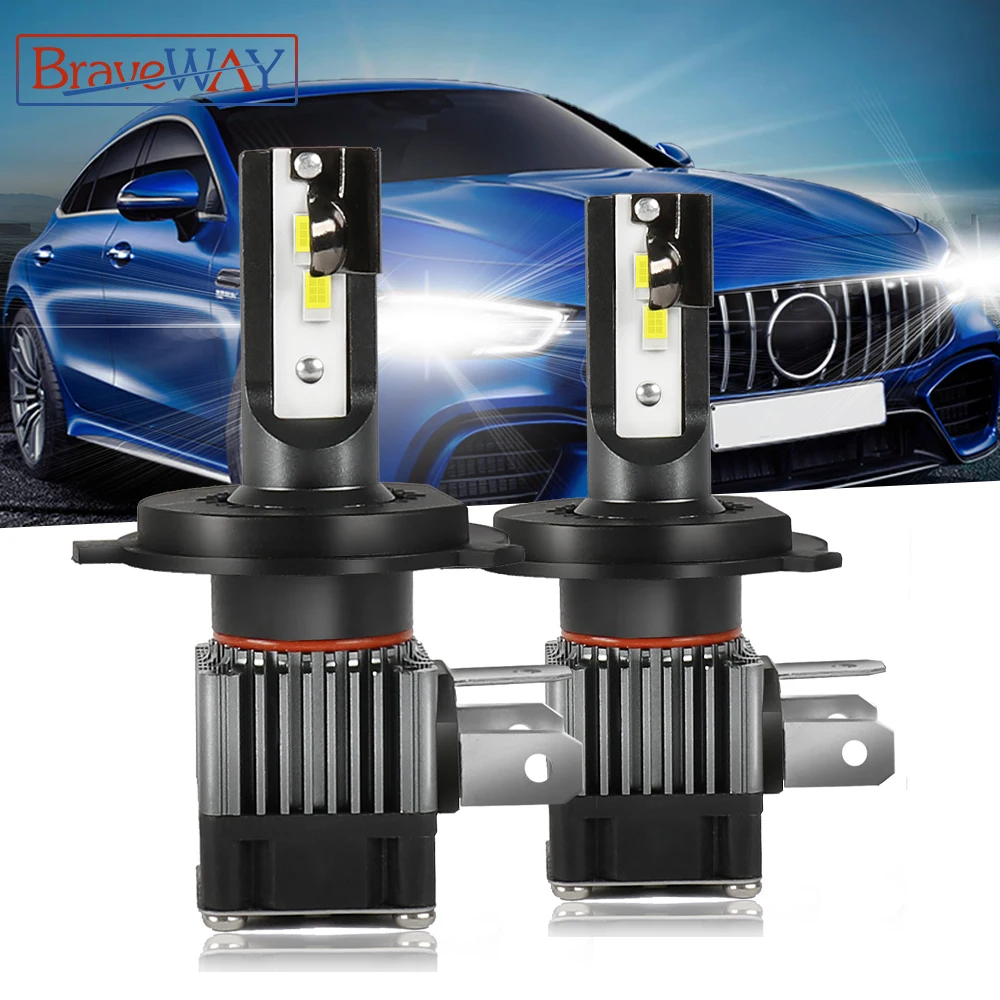 BraveWAY LED Car Headlight Bulbs H1 H3 H4 9005/HB3 9006/HB4 Fog Lights 12V LED Lamp 60W 6500K 60000LM