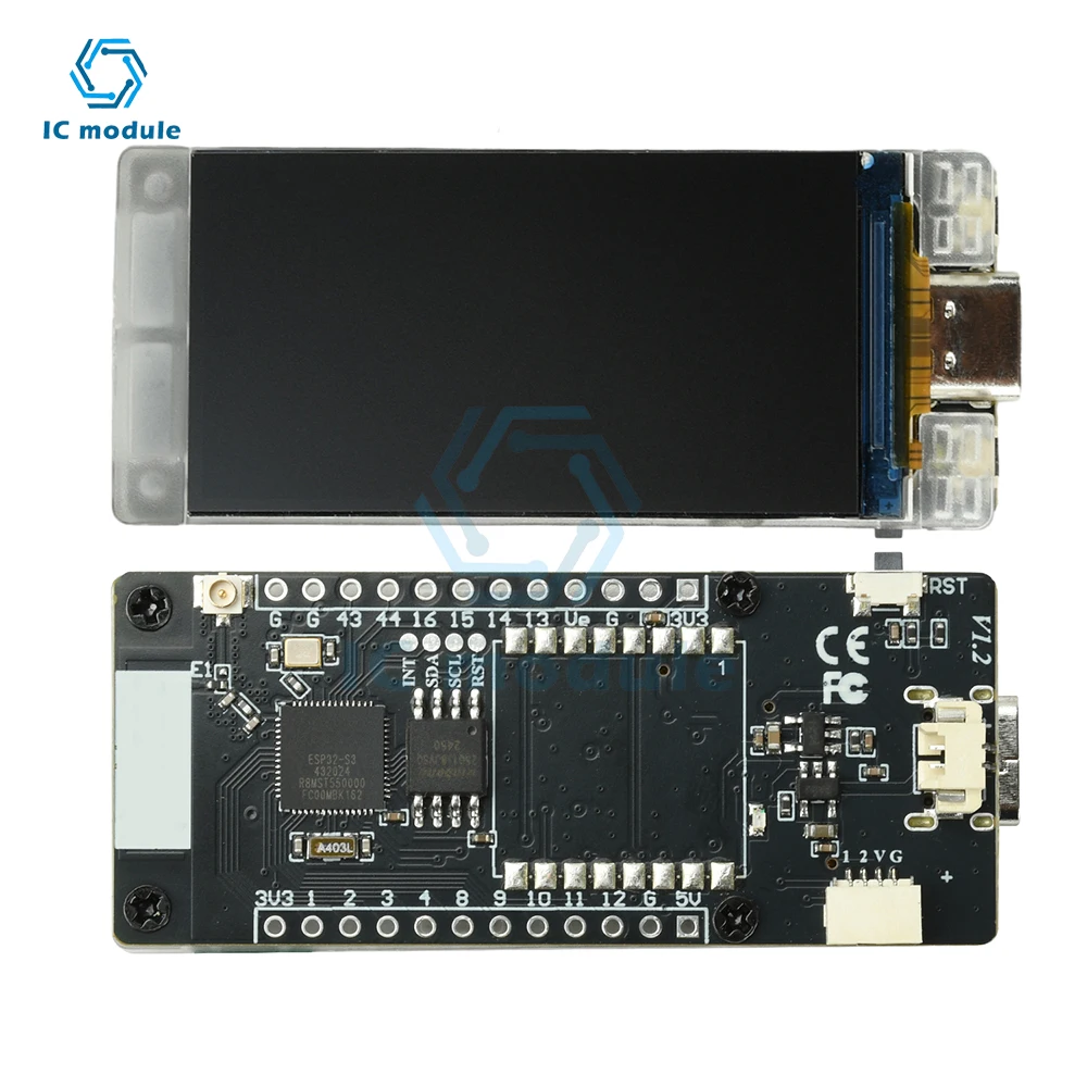 ESP32-R8 Development Board with 1.9 Inch TFT Screen - T190 Module for Hash Rate Calculation (388KH/s) WiFi BT & Type-C