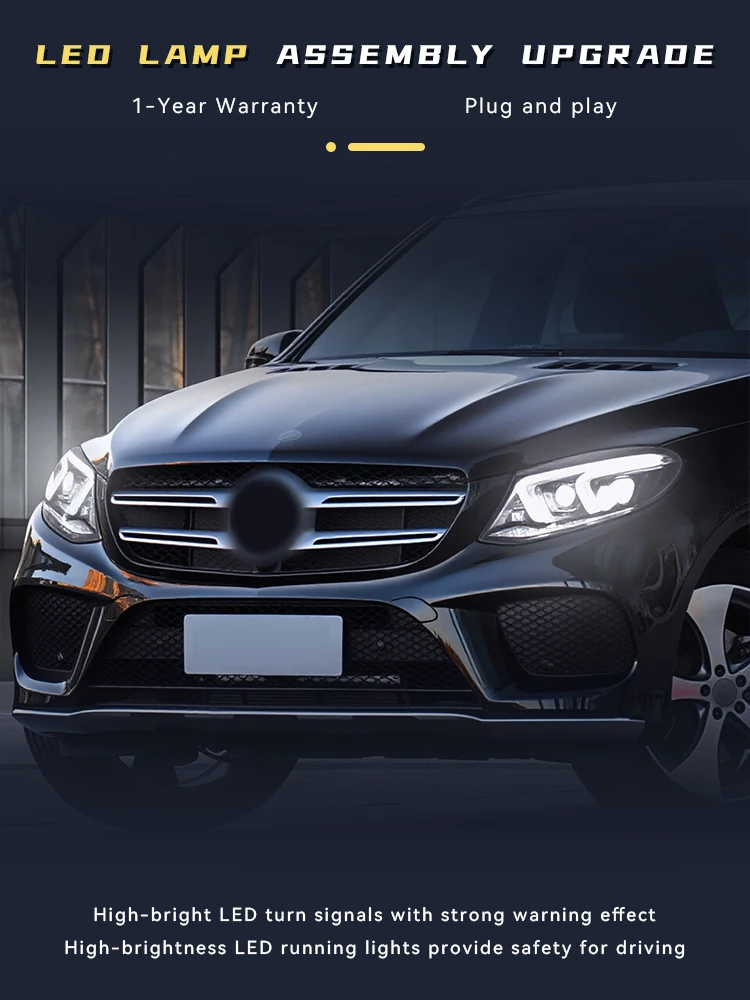 

2 PCS Auto Lights For Benz W166 GLE 2015-2019 Front Lamp Modified DRL Headlight LED Projector Lens Tool Car Part Accessories