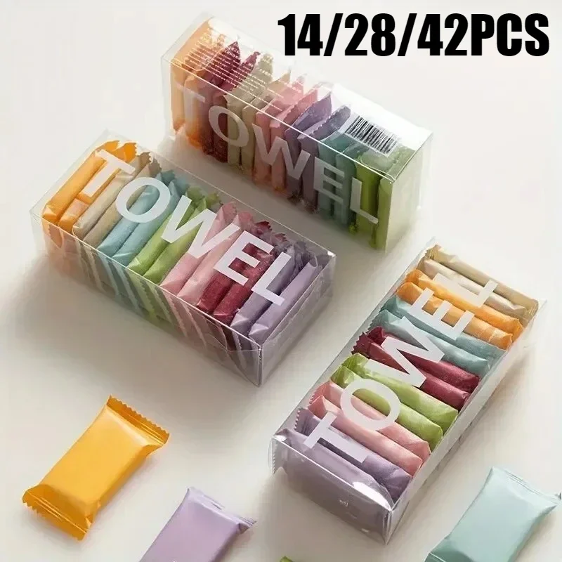 

14/28/42PCS Thickened Compressed Facial Towels – Portable Cleansing Squares for Beauty & Travel Use