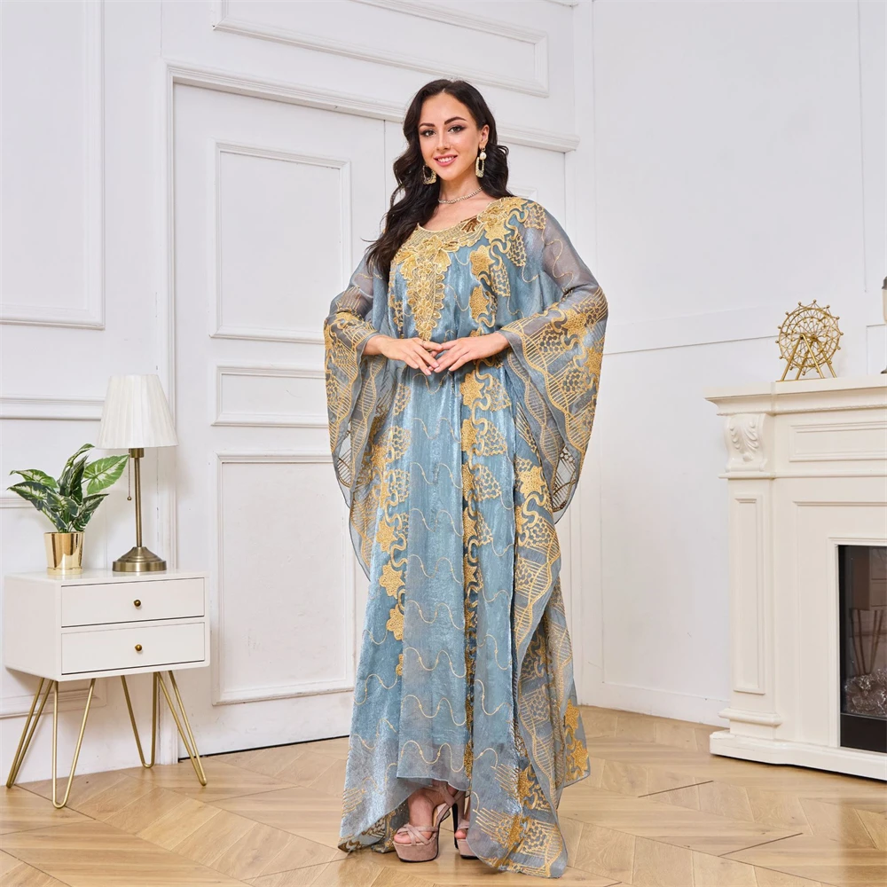 

Ближневосточный мусульманский женский халат, свободное платье с рукавами «летучая мышь» и вышивкой в Дубае, широкое платье