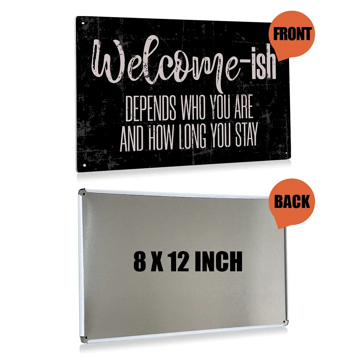 BEASTZHENG Retro Welcome-ish Metal Tin Sign Wall Decor for Front Door - Vintage Welcome Sign Decor Gifts