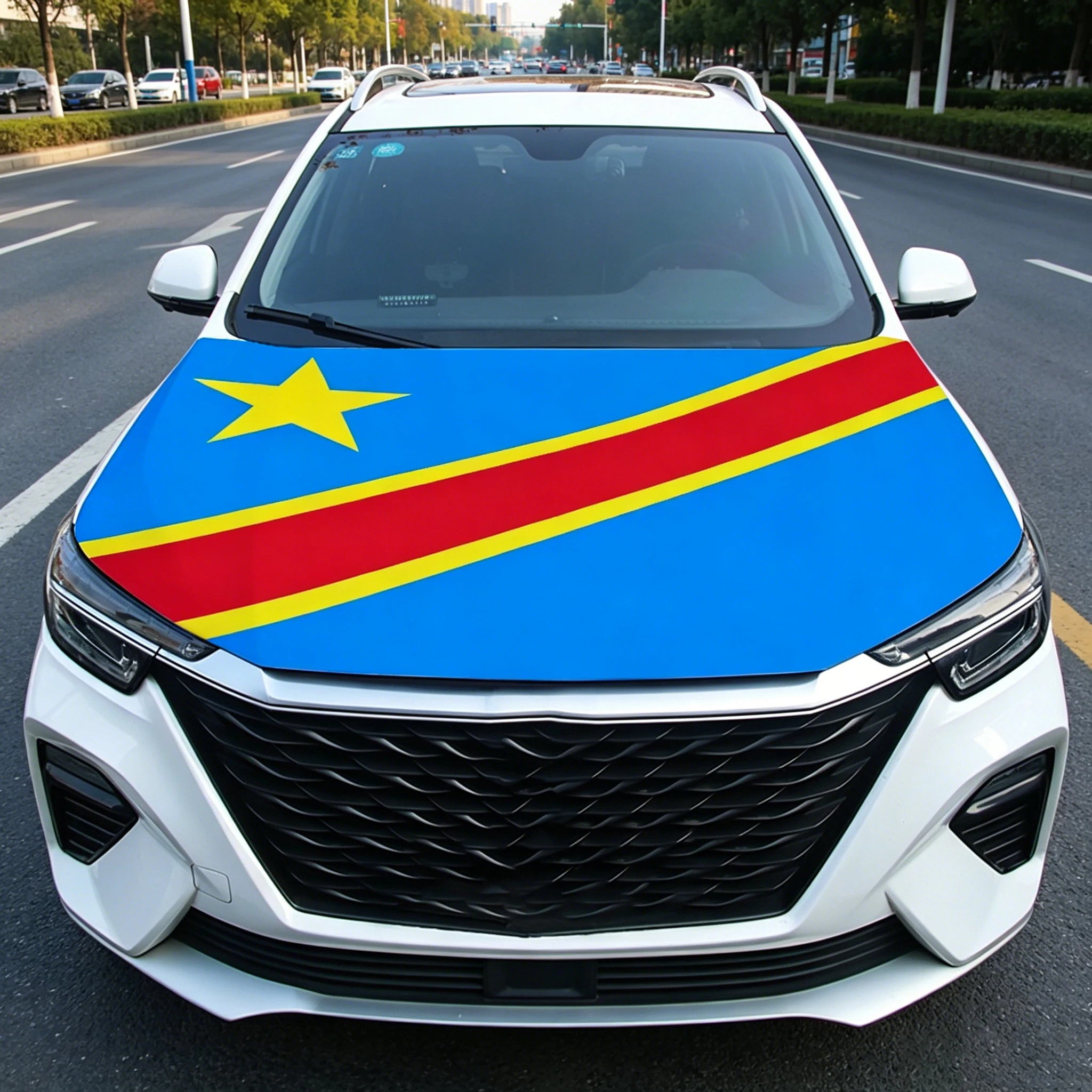 The Democratic Republic of The Congo Flag Car Engine Hood Cover Nationals Flag For Vehicle Decoration