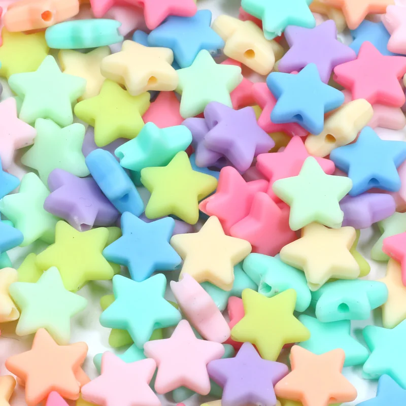 Cuentas acrílicas espaciadoras mate para fabricación de joyas, abalorios de estrella de Color macarrón para pulsera, collar y pendientes, manualidades de 13mm, 30 piezas, 10 colores