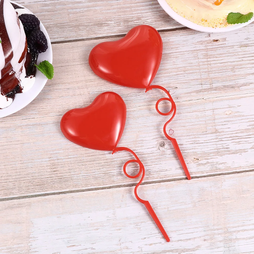 

36pcs Heart Shaped Cupcake Cake Decorations Valentine'S Day Wedding Party Picks Balloon Modeling Photo Props Sturdy Long