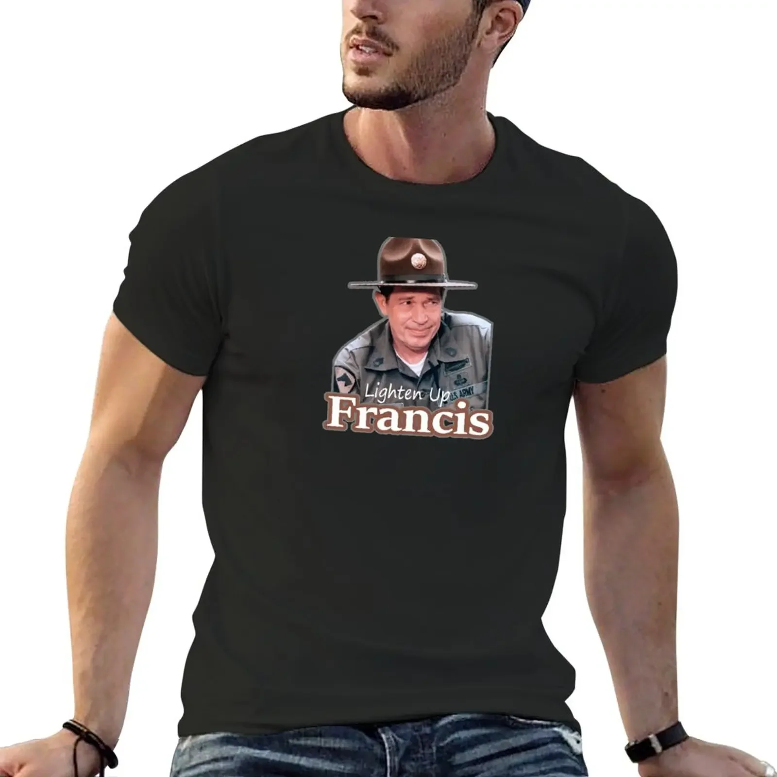 Lighten Up Francis T-Shirt T-shirt short plus size tops Short sleeve heavyweight t shirts mens tall Sweatshirt Round Collar 2024