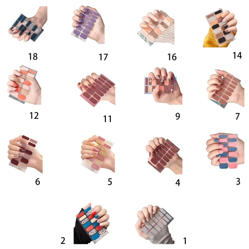 RXJC On Polish Strips Glitter Plaid Gel Stickers Full Wraps