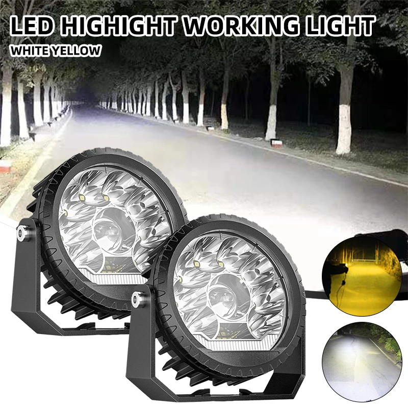 4Inch/5Inch Round LED Work Light 9-30V White Yellow Adjustable Angle Spotlights Running Lights Led Bar For Truck SUV Off Road