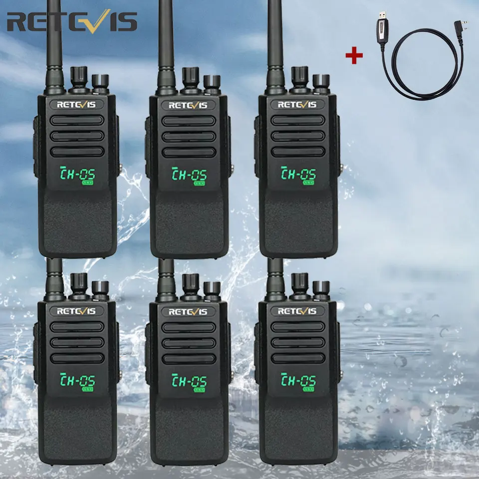 High Power Retevis RT50 DMR Digital Walkie Talkie 6PCS UHF IP67 Waterproof Two Way Radio AES256 Encryption with Motorola Radio