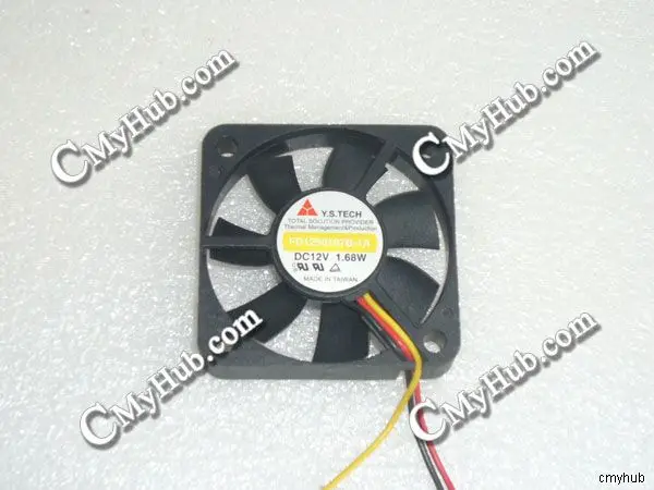 For Y.S TECH FD1250107B 1A DC12V 1.68W 5010 5CM 50MM 50X50X10MM 3pin Cooling Fan FD1250107B-1A FD1250107B 1A