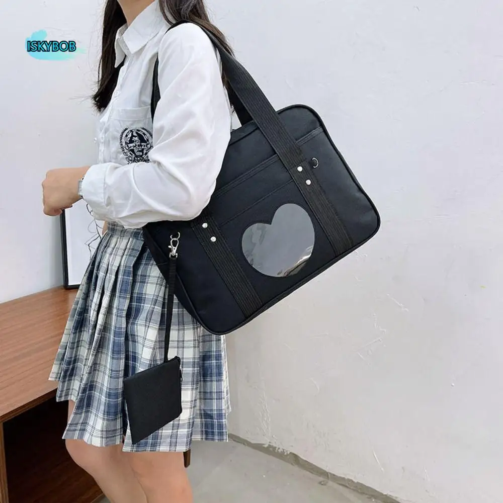 

Heart JK Uniform Itabag Ox Cloth Japanese Preppy Style Transparent Bags Idol Merchandise Storage Zipper Anime Purse Children