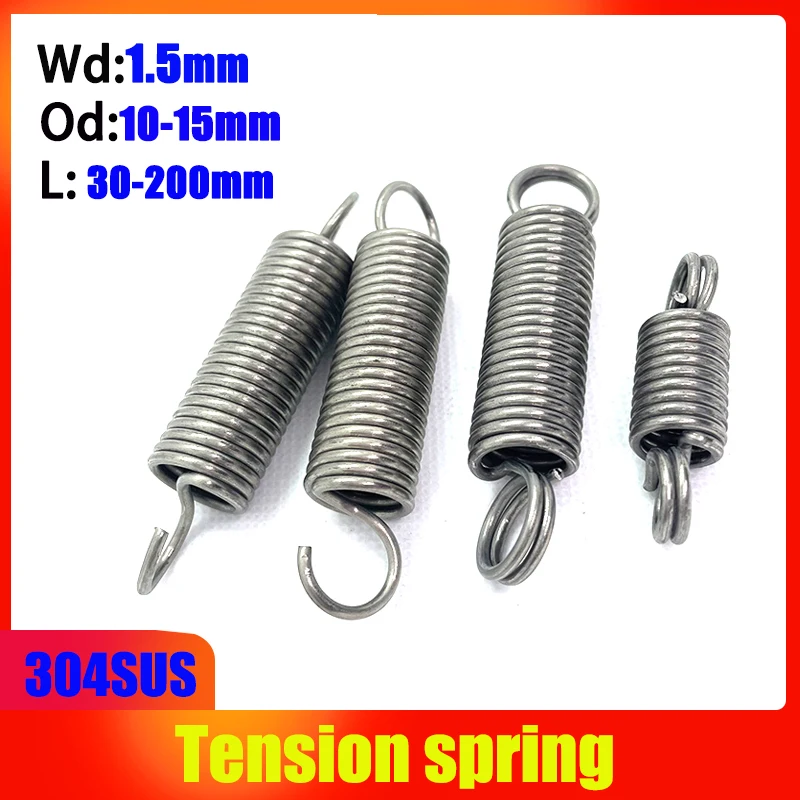 

Диаметр проволоки 304, 1,5 мм, открытый крючок из нержавеющей стали, закрытый крюк, пружина натяжения, пружина с откатной пружиной, удлинительная пружина, тяговая пружина