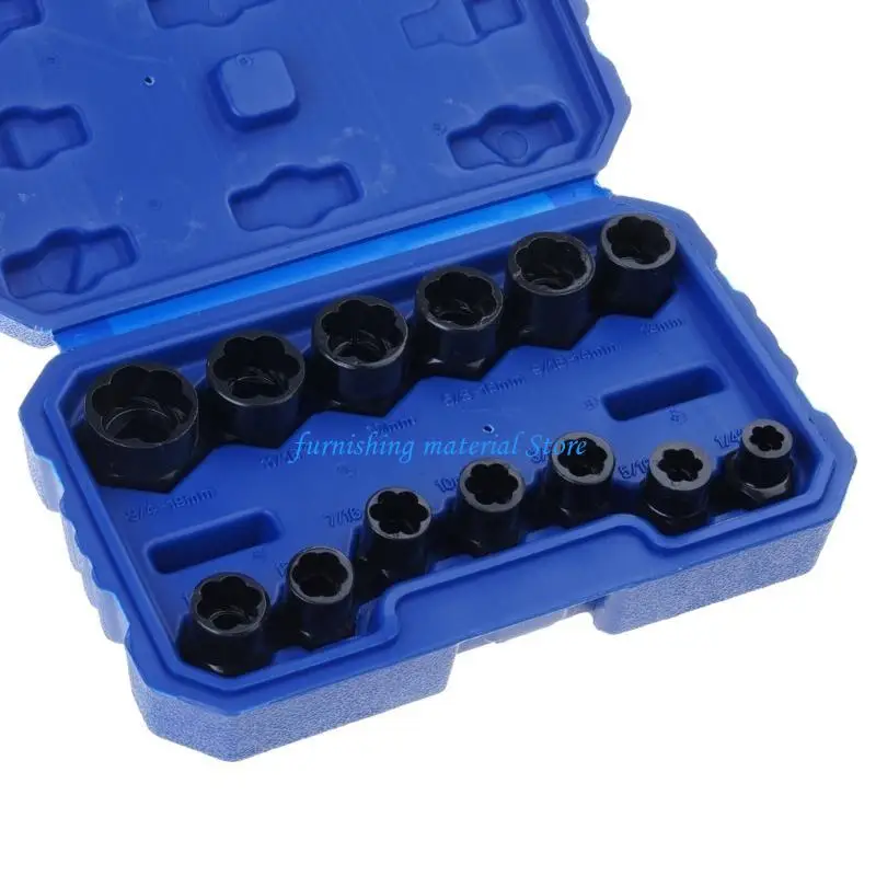 Y5GD 14 قطعة تأثير الترباس و الجوز مزيل 3/8 ''محرك براغي النازع المقبس أداة مجموعة الترباس النازع أداة مع حقيبة للتخزين