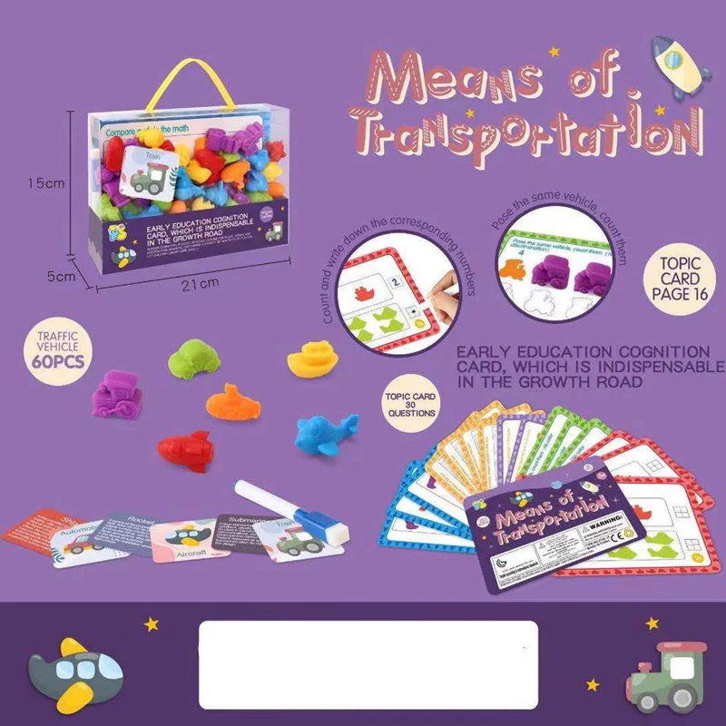 Children Rainbow Counting Soft Glue Animal Toys Montessori Toys Early Education Teaching Aids English Question Card Teaching Set