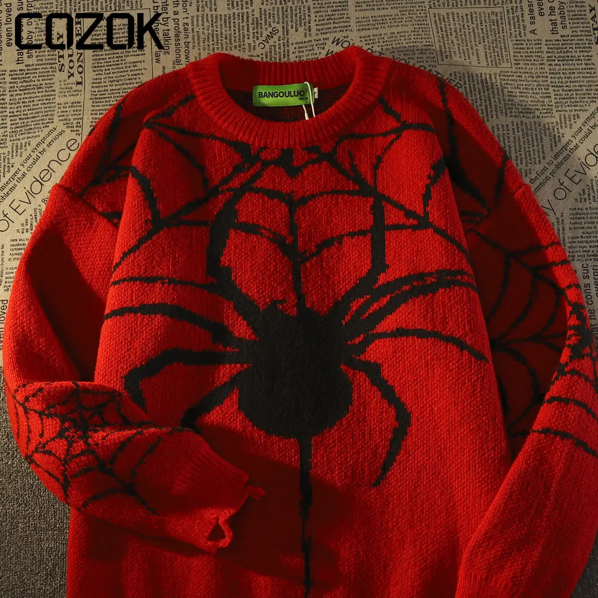 

American Vintage Tide Brand Spider Hole Sweater Women Winter Warm Knit Pullover Oversized Y2k Harajuku Hip Hop Mens Clothing