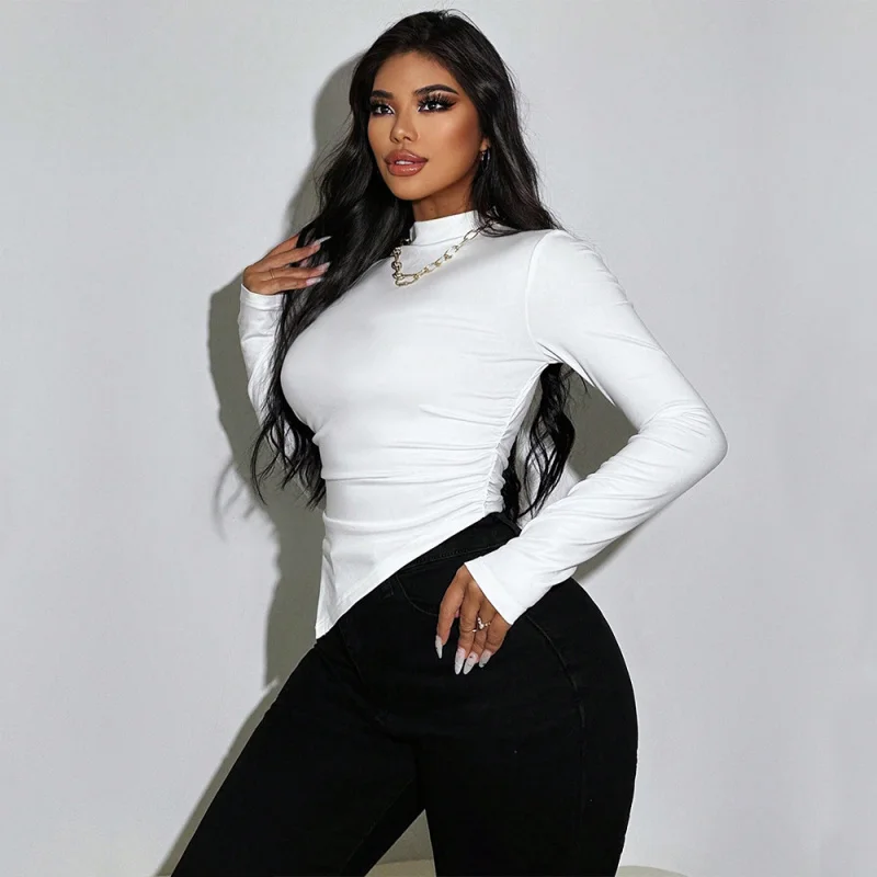 

Hot Selling Women's Fashion Simple Desire Style Shirt Autumn Winter Cool Elegant Short Top