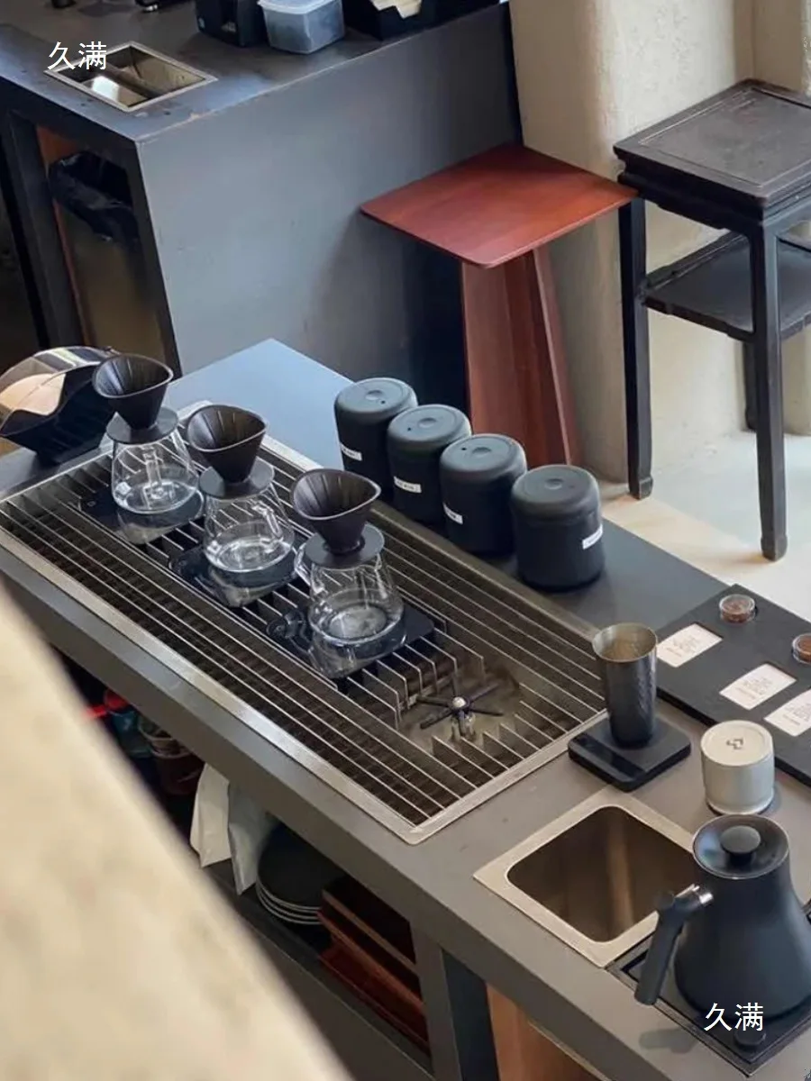 Stainless steel high-pressure cup washer, hand pour-over coffee console, sink built-in, new Chinese pure tea water filter tray