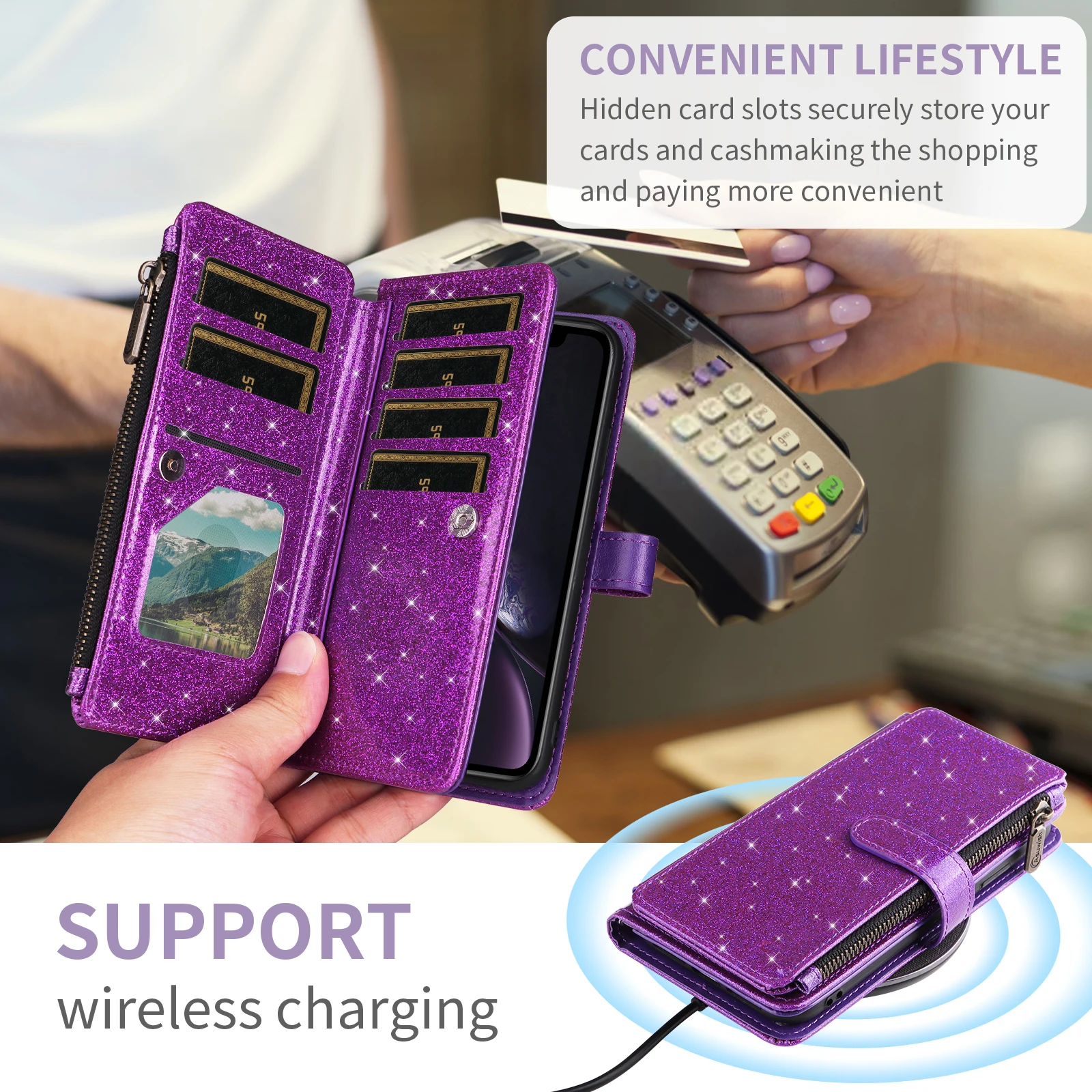 Etui z klapką na telefon Samsung Galaxy S25 S24 S23 S22 S21 + Plus Ultra FE A06 A05S A14 A15 A16 A24 A25 A34 A35 A55 A54 A53 — zdjęcie produktu 3