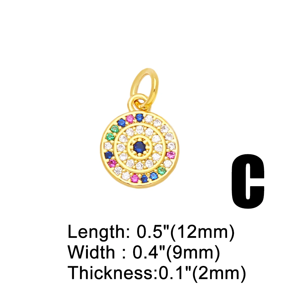 OCESRIO Multicolor Little Turkish Eye Bracelet Earring Charm Copper Gold Plated CZ Evil Eye Jewelry Making Supplies chma180