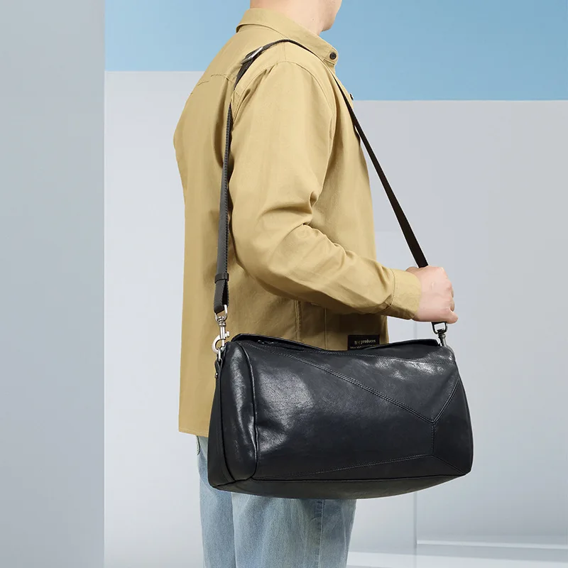 حقيبة جلدية جديدة للرجال حقيبة وسادة فاخرة حقيبة كتف رجالية عادية حقيبة كروس عصرية #5