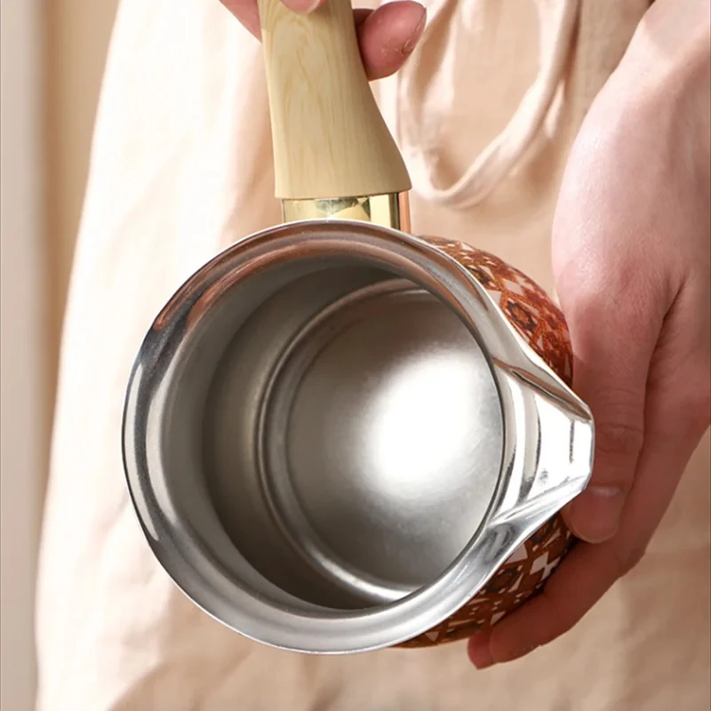 إبريق قهوة من الفولاذ المقاوم للصدأ مع غطاء، كوب حليب زبدة الشوكولاتة، إبريق القهوة والشاي، وعاء موكا للمطبخ المنزلي والمكتب