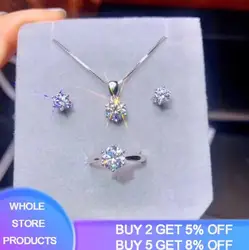 Diamond Bridal Jewelry Set S925 Sterling Silver Moissanite Necklace Earrings Ring For Women Wedding