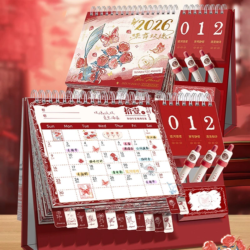 2026 New Desk Calendar Multi-functional Desktop Calendar Creative Holiday Countdown Notebook Daily Schedule Planner