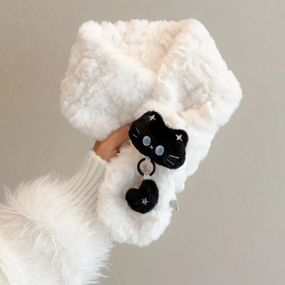 Japanese Plush Kitten Scarf Female Autumn and Winter Warm Imitation Fur Cross Neck Scarf Cute Student Versatile Jewelry