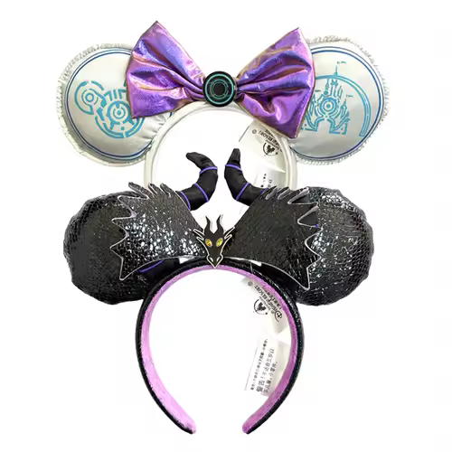 2026 Mickey Mouse Ears Headband 2025 Cinderella Rapunzel Princess Bow Minnie Ear Headwear for Adult Kids Holiday Hairband - Image 43