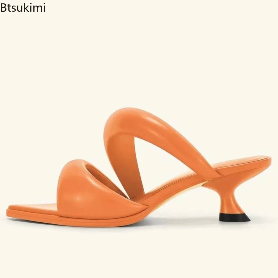 Women's Cat Heel Pointed Fashion Show Outdoors High-heel Slippers Summer Women Sexy Gathering Party Commuting Sandals Size 34-43