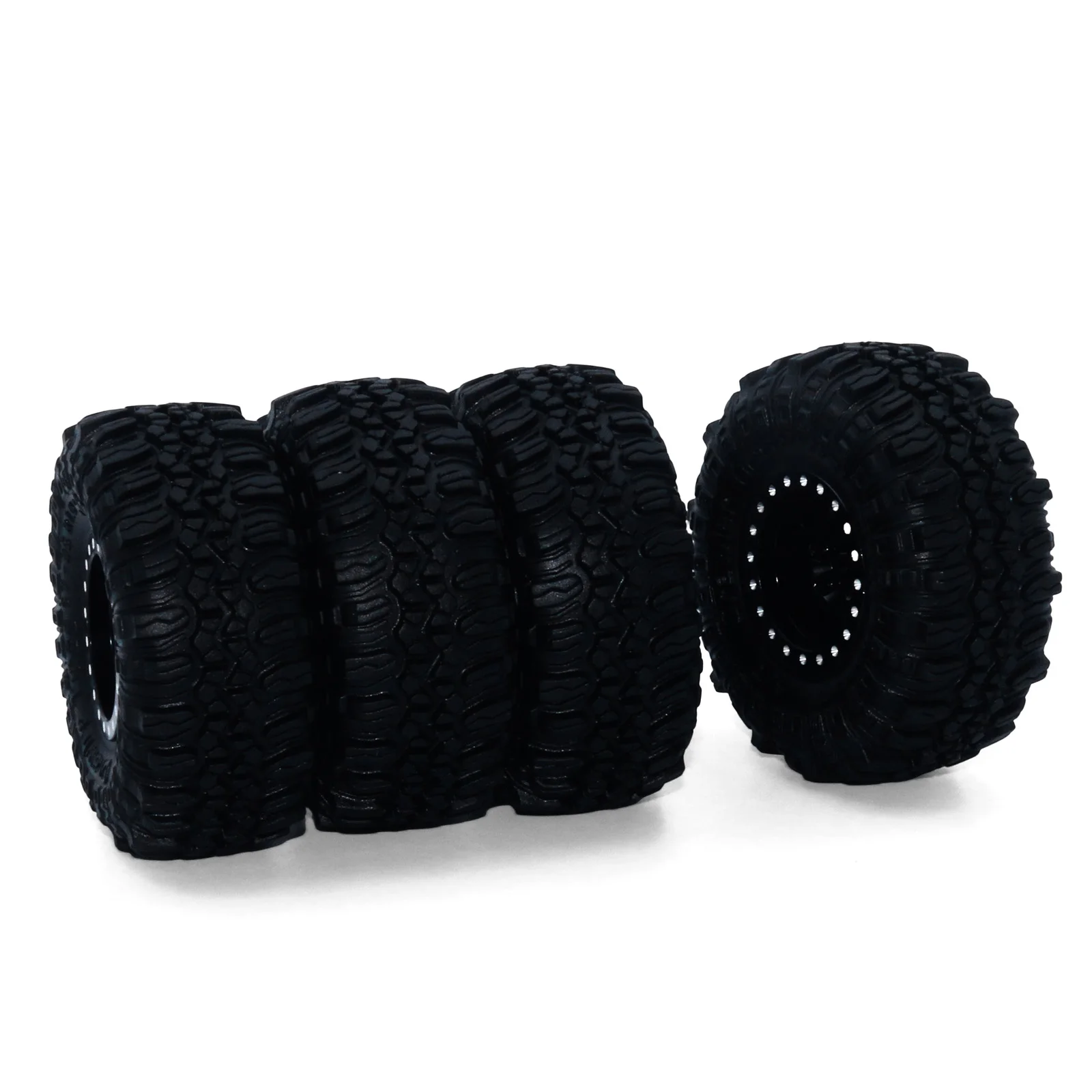 Conjunto de 4 pneus de borracha antiderrapantes de 1,0 polegada para carro de controle remoto 1/18 1/24, peças de atualização para Axial SCX24 AX24 TRX4M